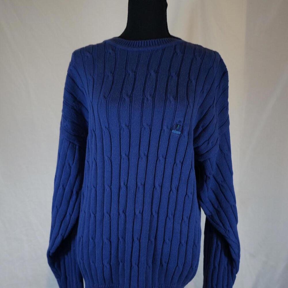 Izod Men's Blue Cable Knit Jumper